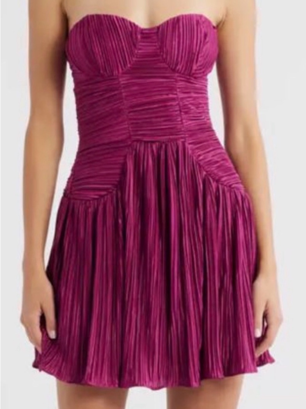 Nordstrom Strapless Pleated Magenta Mini Dress